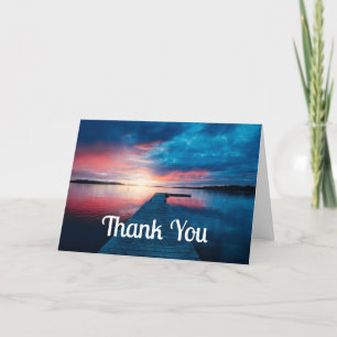 Tarjeta De Agradecimiento Hermosa puesta de sol en un tranquilo lago