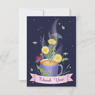 Tarjeta De Agradecimiento Hermosa taza de té flores de verano
