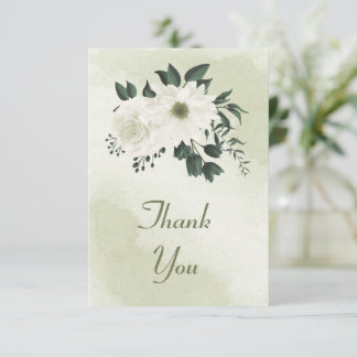 Tarjeta De Agradecimiento hermosa vegetación floral blanca