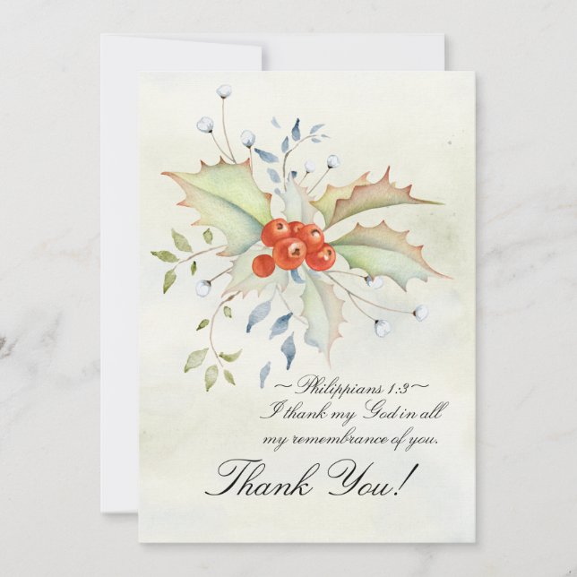 Tarjeta De Agradecimiento Hermosas escrituras Inspiradoras Navidades florale (Anverso)
