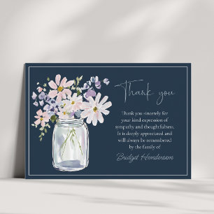 Tarjeta De Agradecimiento Hermosas Flores Acuarela en Jarrón de Funeral
