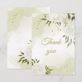 Tarjeta De Agradecimiento Hermosas flores blancas verdes botánicas