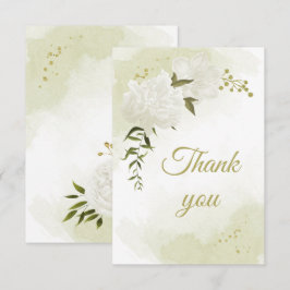 Tarjeta De Agradecimiento Hermosas flores blancas verdes botánicas