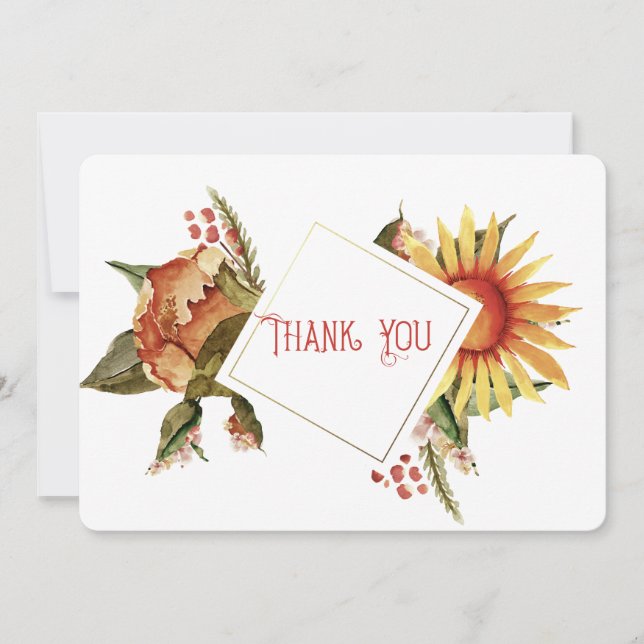 Tarjeta De Agradecimiento Hermosas Flores Caídas, Gracias (Anverso)