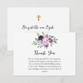 Tarjeta De Agradecimiento Hermosas flores de acuarela moradas y rosadas para