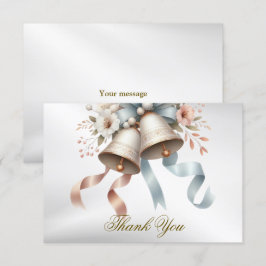 Tarjeta De Agradecimiento Hermosas flores de casamiento de las campanas rosa