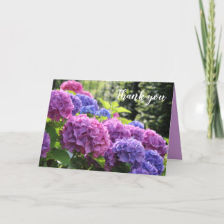 Tarjeta De Agradecimiento Hermosas flores de hidrangea rosa y azul