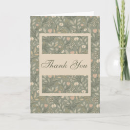 Tarjeta De Agradecimiento Hermosas Flores en Tono Terroso Verde Salvia Suave