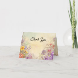 Tarjeta De Agradecimiento Hermosas flores silvestres de elegante boda
