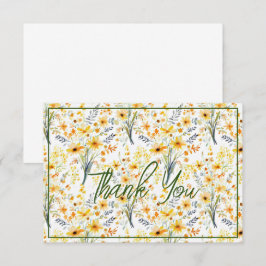 Tarjeta De Agradecimiento Hermosas flores silvestres de primavera amarilla