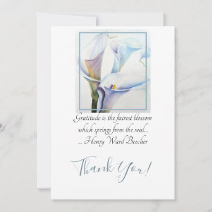 Tarjeta De Agradecimiento Hermosas Lirios de Calla Blancas en Acuarela