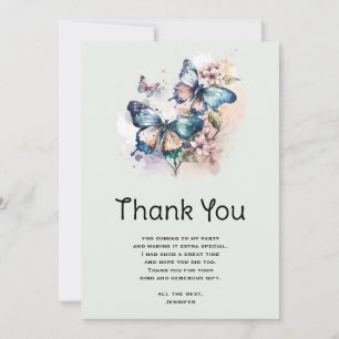 Tarjeta De Agradecimiento Hermosas mariposas y flores