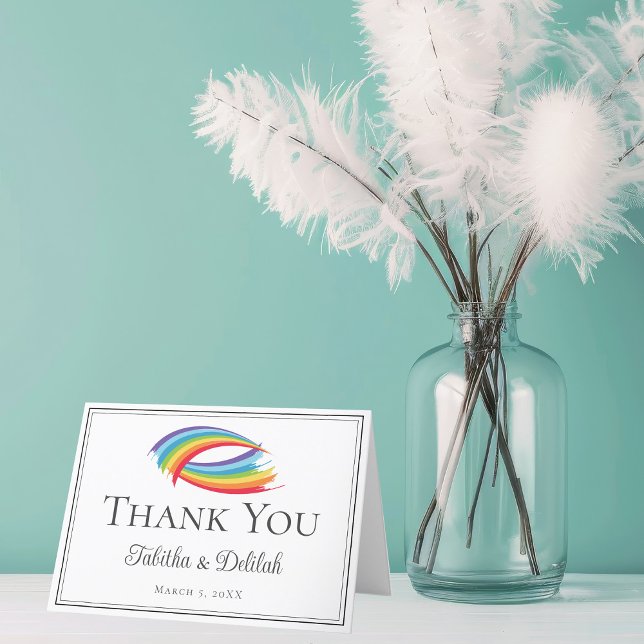 Tarjeta De Agradecimiento Hermosas olas de arcoiris Boda LGBTQ personalizado (Subido por el creador)