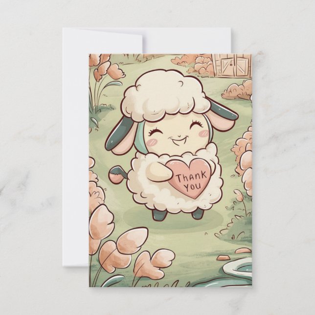 Tarjeta De Agradecimiento Hermosas ovejas de corral (Anverso)