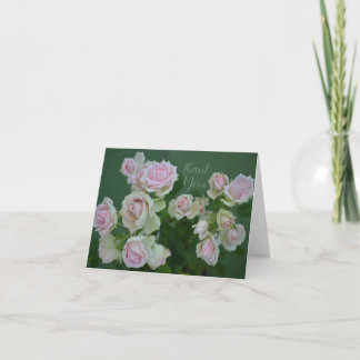 Tarjeta De Agradecimiento Hermosas rosas de jardín de color rosa claro   
