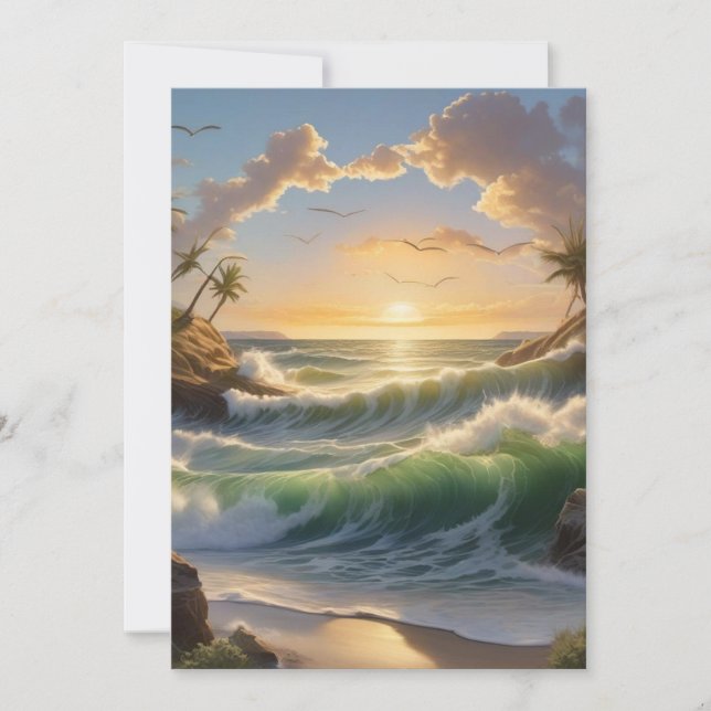 Tarjeta De Agradecimiento Hermoso amanecer en el mar (Anverso)