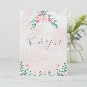 Tarjeta De Agradecimiento Hermoso Boda de acuarela floral rosa