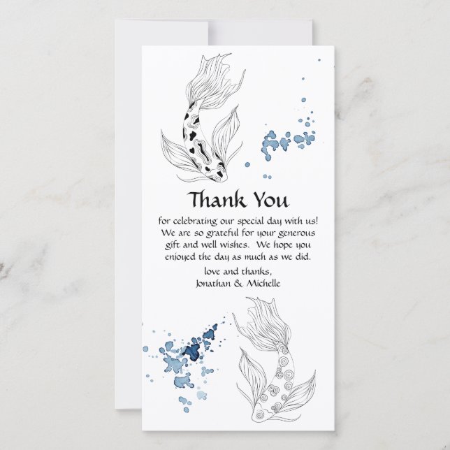 Tarjeta De Agradecimiento Hermoso Boda japonés de natación de pescado Koi Fi (Anverso)