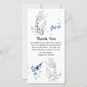 Tarjeta De Agradecimiento Hermoso Boda japonés de natación de pescado Koi Fi