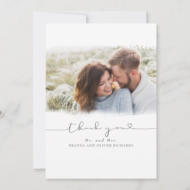 Tarjeta De Agradecimiento Hermoso Boda lindo gracias foto (Anverso)