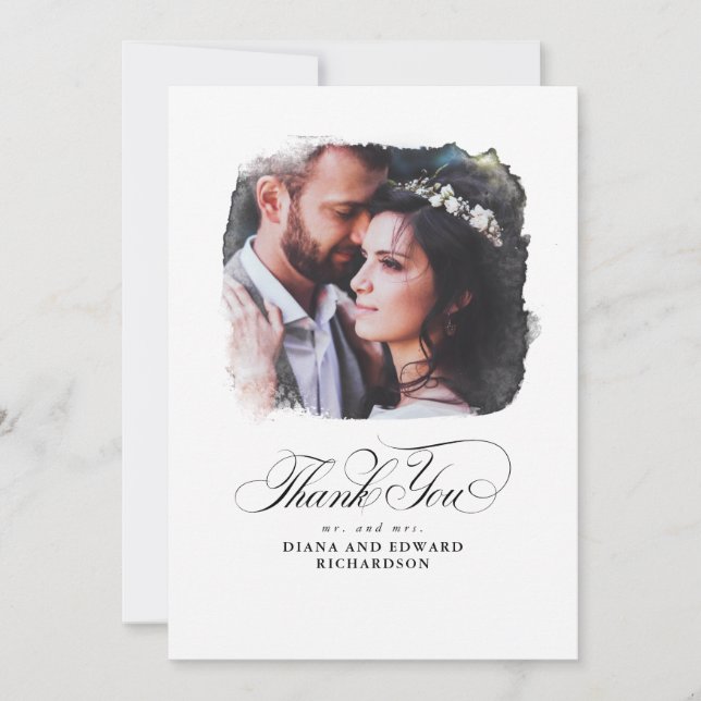 Tarjeta De Agradecimiento Hermoso Boda romántico gracias foto (Anverso)