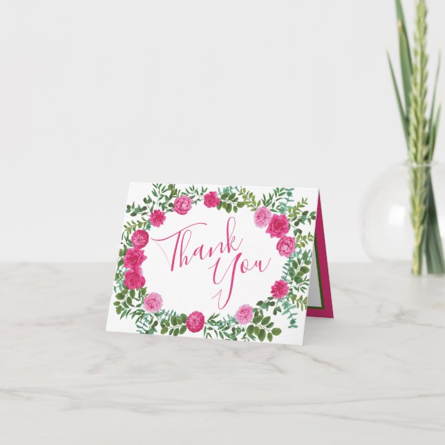 Tarjeta De Agradecimiento Hermoso Boda rosa brillante Rosa floral (Anverso)