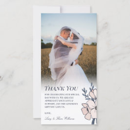 Tarjeta De Agradecimiento Hermoso Boda Rubor & Blue Flowers Gracias