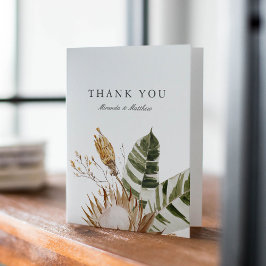 Tarjeta De Agradecimiento Hermoso Boho Botanical Boda Floral Blanco
