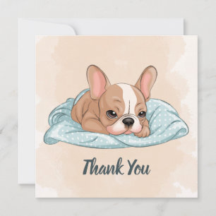 Tarjeta De Agradecimiento Hermoso cachorro de Bulldog Francés Fiesta de Bebé