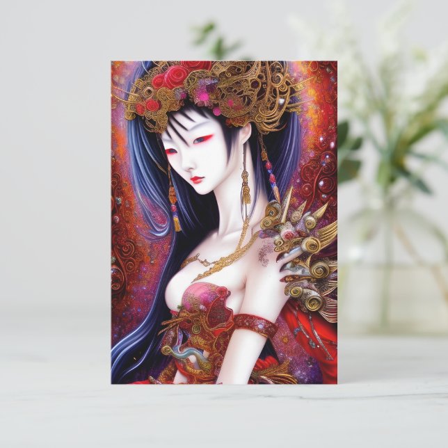 Tarjeta De Agradecimiento Hermoso Chica japonés Gótico Fantasía Triptych (Anverso de pie)