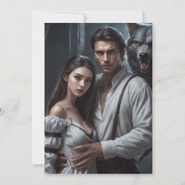 Tarjeta De Agradecimiento Hermoso chica y hombre apuesto en el hombre lobo