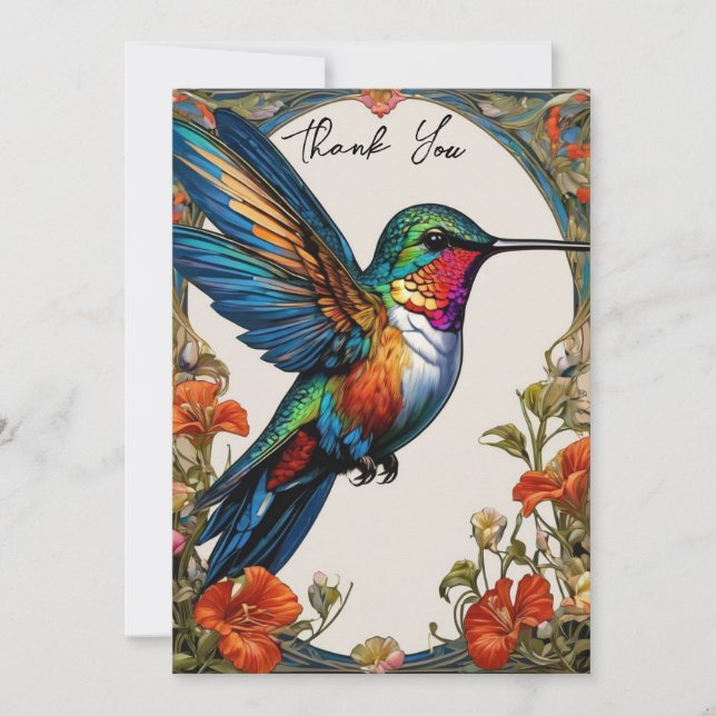Tarjeta De Agradecimiento Hermoso colibrí (Anverso)