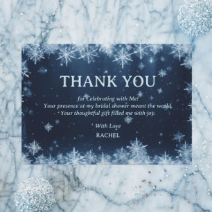 Tarjeta De Agradecimiento Hermoso Copo de Nieve Azul Bridal Shower de Invier