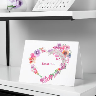 Tarjeta De Agradecimiento Hermoso Corazón Floral