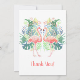 Tarjeta De Agradecimiento Hermoso Cuento de Hadas Para Dos Flamingos Flor Tr