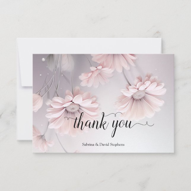Tarjeta De Agradecimiento Hermoso Daisy Rosa de Rubor Gracias (Anverso)