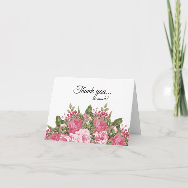 Tarjeta De Agradecimiento Hermoso diseño floral rosa | Diy Words