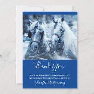 Tarjeta De Agradecimiento Hermoso Equipo de Caballos Foto de Invierno Gracia