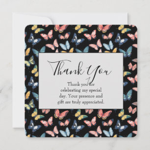 Tarjeta De Agradecimiento Hermoso Estampado de Mariposa Colorida Gracias 