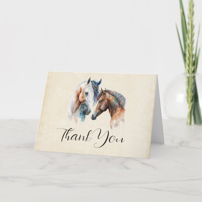 Tarjeta De Agradecimiento Hermoso estilo Caballos de estilo Boho Occidental (Anverso)
