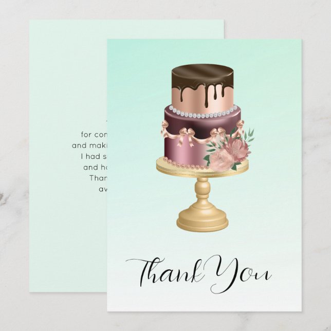 Tarjeta De Agradecimiento Hermoso Fiesta de pasteles Fiesta Glam (Anverso / Reverso)