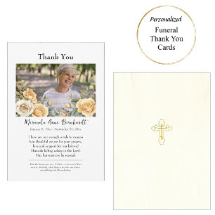 Tarjeta De Agradecimiento Hermoso funeral ortodoxo de rosas amarillas