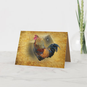 Tarjeta De Agradecimiento Hermoso gallo y rústico gallinero