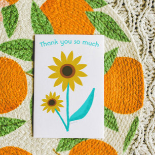 Tarjeta De Agradecimiento Hermoso girasol dulce dibujado a mano digital