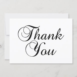 Tarjeta De Agradecimiento Hermoso guión de caligrafía negra blanca