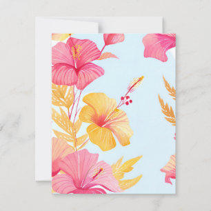 Tarjeta De Agradecimiento Hermoso Hibisco Flor Tropical Acuarela