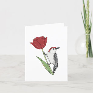 Tarjeta De Agradecimiento Hermoso pájaro y tulipán en blanco