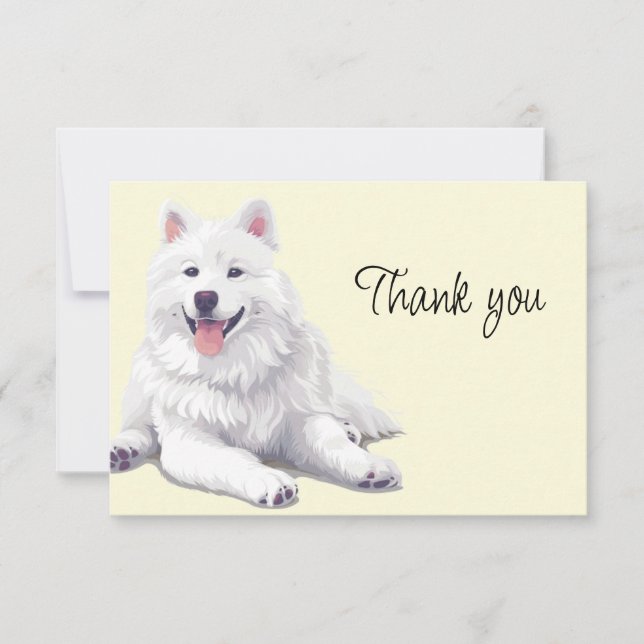 Tarjeta De Agradecimiento Hermoso perro blanco Samoyed o esquimal Gracias (Anverso)