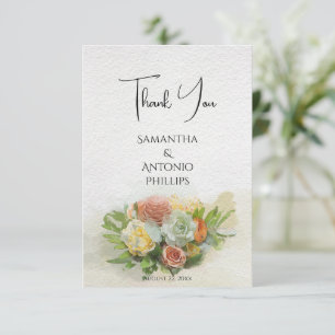Tarjeta De Agradecimiento Hermoso ramo de flores arte acuarela