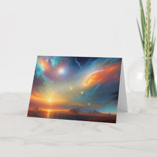 Tarjeta De Agradecimiento Hermoso Resumen Espacial Estrellas Nocturnas de ci
